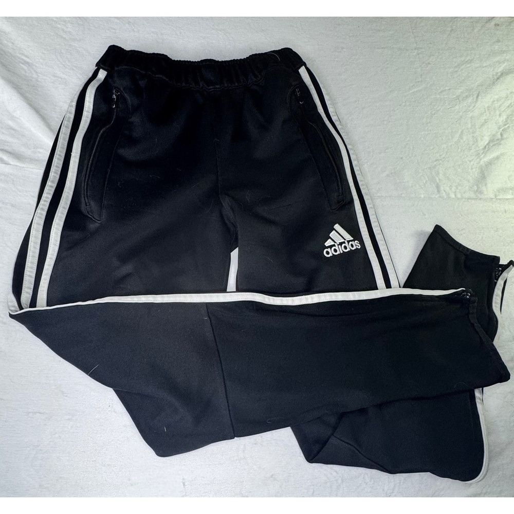 adidas kids track pants youth xl black climacool 3-stripe soccer joggers